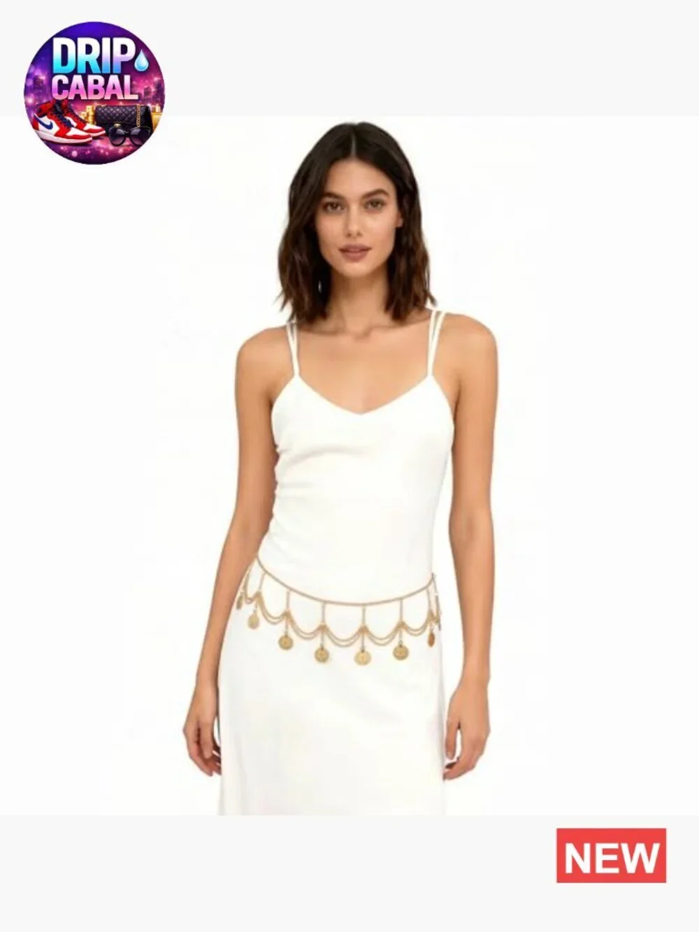 Metal Chain Belt with Lobster Clasp Adjustable Fit for Waist